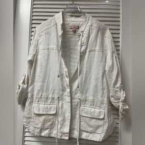 EUC✨Saint Tropez West ✨White Blouse with Lace Detail/JACKET ✨large